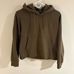 Saturdays NYC | Cropped Hoodie - Dark Green ; Womens M